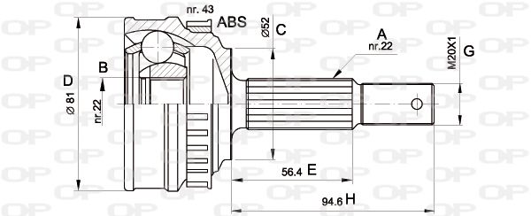 OPEN PARTS Шарнирный комплект, приводной вал CVJ5054.10